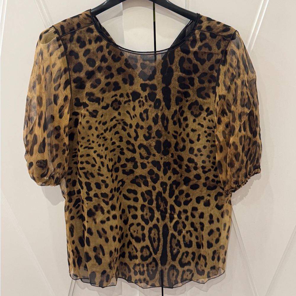 Dolce & Gabbana Leopard Print Sheer Top